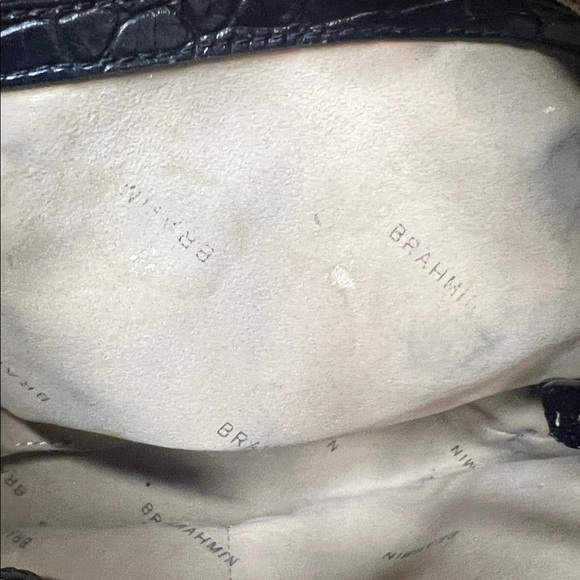 Brahmin Black Croc Embossed Leather Bag w/Detachable Shoulder Strap - Picture 9 of 10